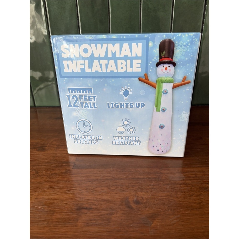 Inflatable Giant Snowman 12' Tall Open Box Christmas Weather Resistant‎